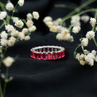 Rosec Jewels-Emerald Cut Lab Grown Ruby Full Eternity Wide Band Ring