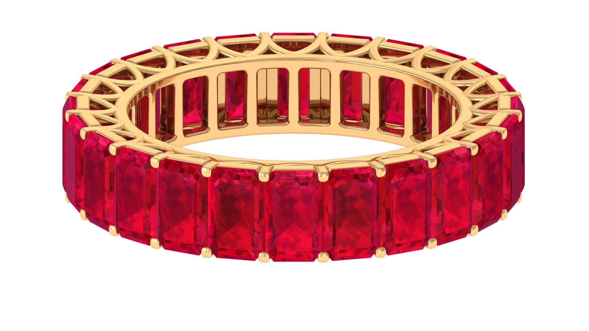 Rosec Jewels-Emerald Cut Lab Grown Ruby Full Eternity Wide Band Ring