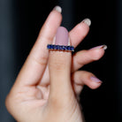 Princess Cut Lab Grown Blue Sapphire Full Eternity Band Lab Created Blue Sapphire - ( AAAA ) - Quality - Rosec Jewels