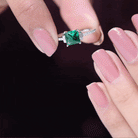 Princess Cut Created Emerald Solitaire Engagement Ring Lab Created Emerald - ( AAAA ) - Quality - Rosec Jewels