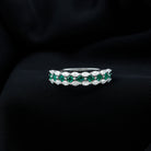 Rosec Jewels-Designer Lab Created Emerald Half Eternity Band with Moissanite