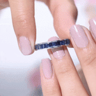 Baguette Cut Created Blue Sapphire Semi Eternity Ring in Channel Setting Lab Created Blue Sapphire - ( AAAA ) - Quality - Rosec Jewels