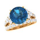 Engagement Ring Set with London Blue Topaz and Moissanite London Blue Topaz - ( AAA ) - Quality - Rosec Jewels