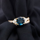 Engagement Ring Set with London Blue Topaz and Moissanite London Blue Topaz - ( AAA ) - Quality - Rosec Jewels