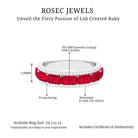 Emerald Cut Lab Grown Ruby Moissanite Half Eternity Band Lab Created Ruby - ( AAAA ) - Quality - Rosec Jewels