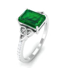 Octagon Cut Lab Grown Emerald Celtic Knot Engagement Ring Lab Created Emerald - ( AAAA ) - Quality - Rosec Jewels