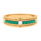 Diamond and Emerald Anniversary Band Ring Emerald - ( AAA ) - Quality - Rosec Jewels