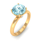 Aquamarine Solitaire Promise Ring with Diamond Aquamarine - ( AAA ) - Quality - Rosec Jewels