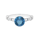 2.50 CT Solitaire London Blue Topaz and Diamond Engagement Ring London Blue Topaz - ( AAA ) - Quality - Rosec Jewels