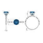 2.50 CT Solitaire London Blue Topaz and Diamond Engagement Ring London Blue Topaz - ( AAA ) - Quality - Rosec Jewels