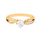 Infinity Shank Round Moissanite Solitaire Engagement Ring in Gold Moissanite - ( D-VS1 ) - Color and Clarity - Rosec Jewels