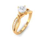 Infinity Shank Round Moissanite Solitaire Engagement Ring in Gold Moissanite - ( D-VS1 ) - Color and Clarity - Rosec Jewels