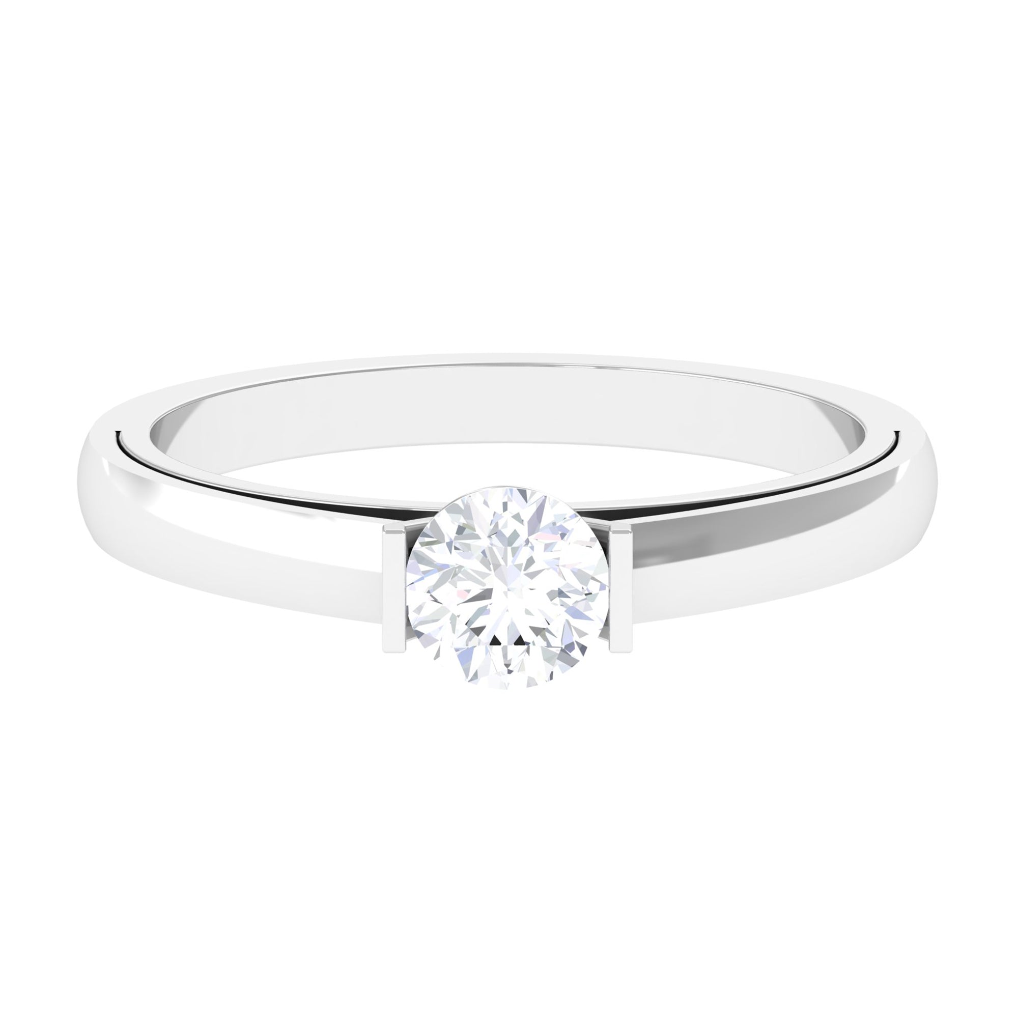 Bar Set Moissanite Solitaire Promise Ring Moissanite - ( D-VS1 ) - Color and Clarity - Rosec Jewels