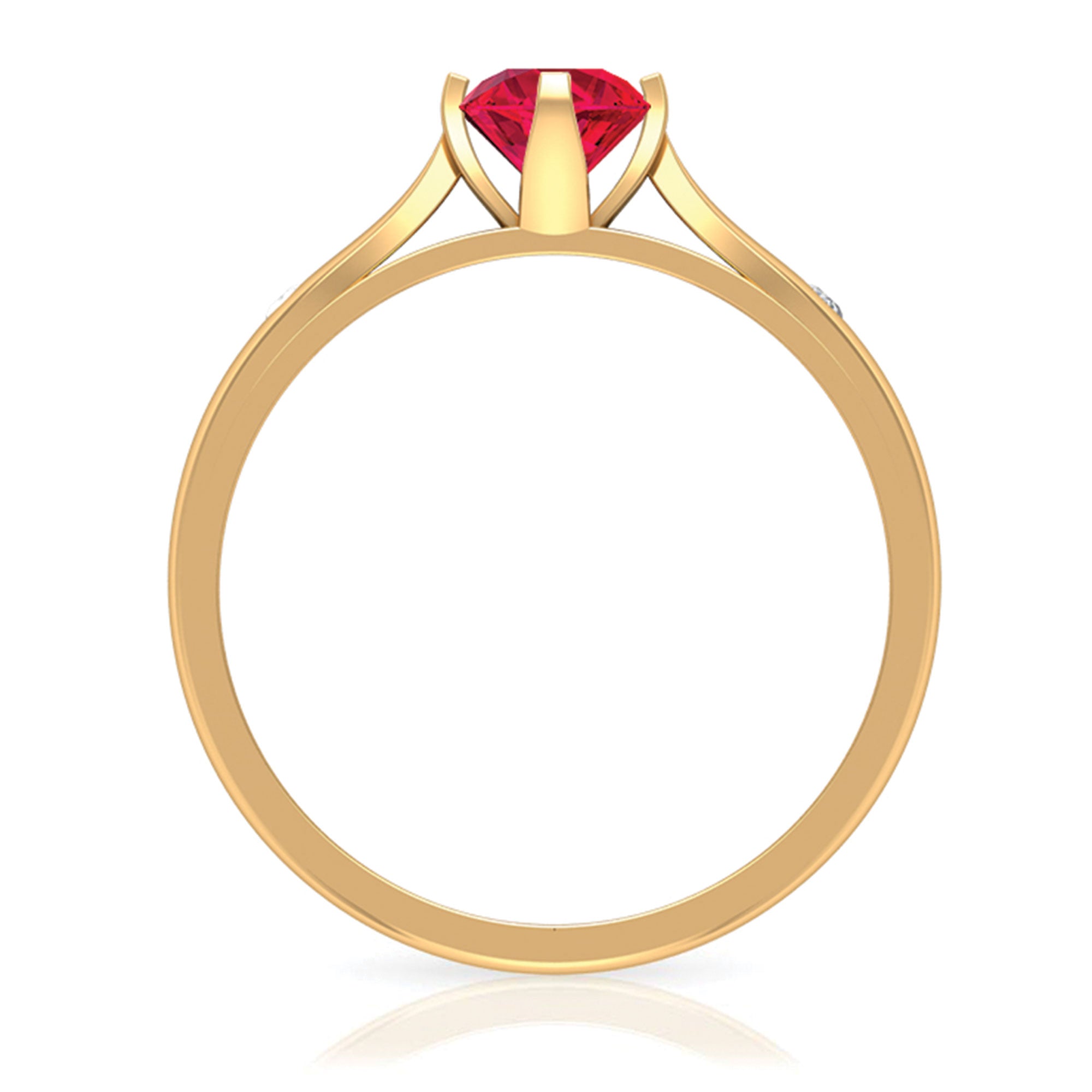 Certified Ruby and Diamond Minimal Solitaire Ring Ruby - ( AAA ) - Quality - Rosec Jewels