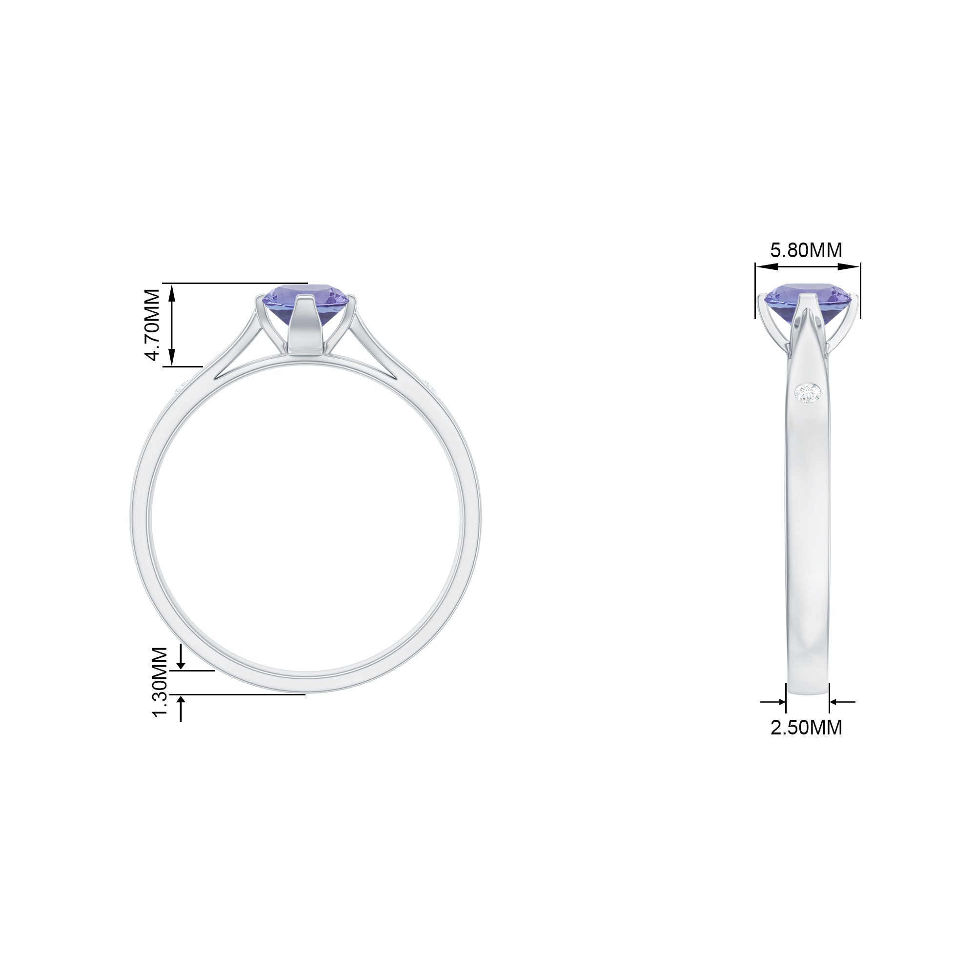Floral Set Tanzanite Solitaire Ring with Diamond Tanzanite - ( AAA ) - Quality - Rosec Jewels