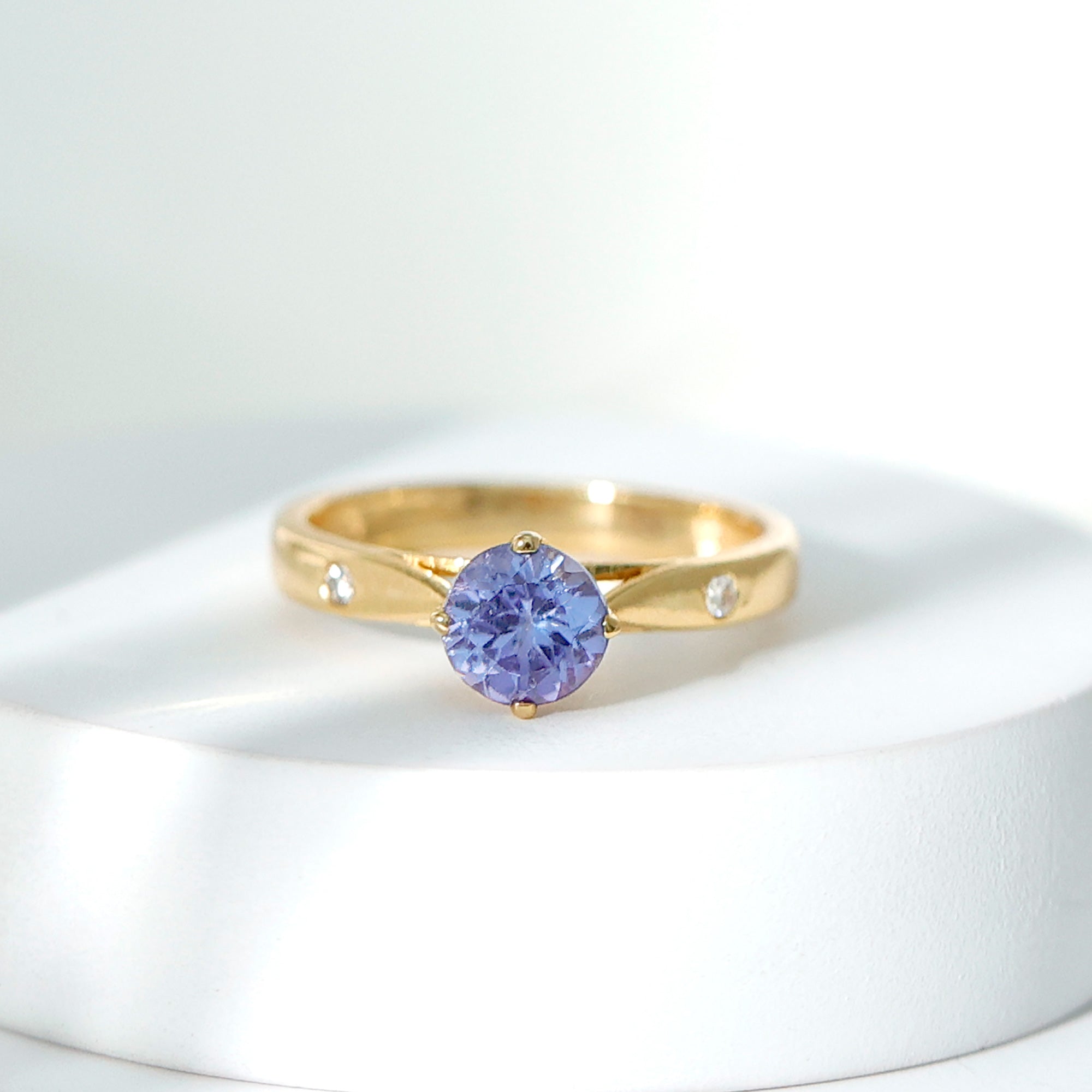 Floral Set Tanzanite Solitaire Ring with Diamond Tanzanite - ( AAA ) - Quality - Rosec Jewels