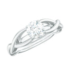 0.5 CT Certified Moissanite Solitaire Ring with Gold Crossover Shank Moissanite - ( D-VS1 ) - Color and Clarity - Rosec Jewels