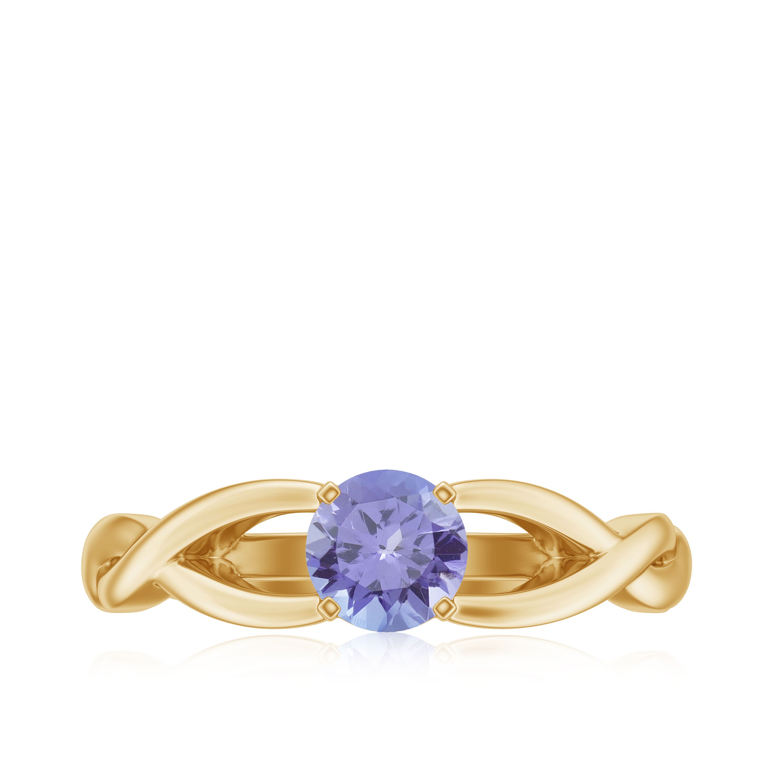 Round Tanzanite Crossover Solitaire Ring Tanzanite - ( AAA ) - Quality - Rosec Jewels