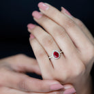 Lab Grown Ruby Teardrop Engagement Ring with Diamond Halo Lab Created Ruby - ( AAAA ) - Quality - Rosec Jewels