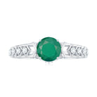 Art Deco Emerald Solitaire Engagement Ring with Diamond Emerald - ( AAA ) - Quality - Rosec Jewels