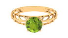 8 MM Round Peridot Solitaire Gold Cut Work Ring in Prong Setting Peridot - ( AAA ) - Quality - Rosec Jewels