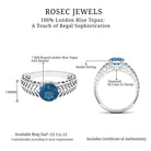 Round London Blue Topaz Solitaire Ring in Cut Out Work London Blue Topaz - ( AAA ) - Quality - Rosec Jewels