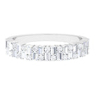 Baguette and Round Certified Moissanite Half Eternity Band Ring Moissanite - ( D-VS1 ) - Color and Clarity - Rosec Jewels