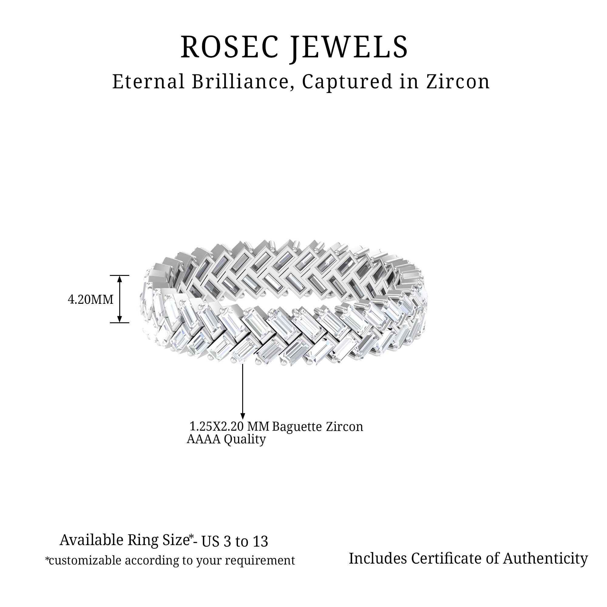 0.75 CT Zircon Braided Eternity Ring Zircon - ( AAAA ) - Quality - Rosec Jewels