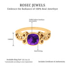 2 CT Vintage Inspired Cushion Cut Amethyst Solitaire Ring Amethyst - ( AAA ) - Quality - Rosec Jewels