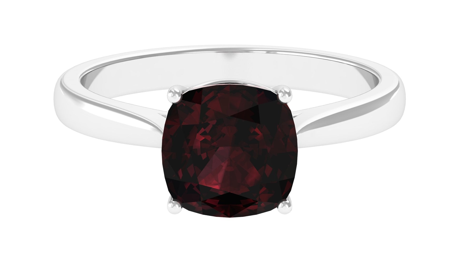 Natural Garnet Solitaire Engagement Ring with Diamond Garnet - ( AAA ) - Quality - Rosec Jewels