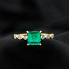 Princess Cut Created Emerald Solitaire Engagement Ring with Moissanite Yellow Gold Lab Created Emerald - ( AAAA ) - Quality 14K Yellow Gold 8 - Rosec Jewels