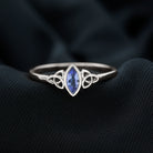 Bezel Set Marquise Cut Tanzanite Solitaire Celtic Knot Ring Tanzanite - ( AAA ) - Quality - Rosec Jewels