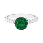 2.75 CT Created Emerald Solitaire Engagement Ring with Diamond Accent Lab Created Emerald - ( AAAA ) - Quality - Rosec Jewels