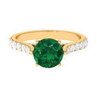 2.75 CT Created Emerald Solitaire Engagement Ring with Diamond Accent Lab Created Emerald - ( AAAA ) - Quality - Rosec Jewels