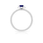 Minimal Blue Sapphire and Diamond Engagement Ring Blue Sapphire - ( AAA ) - Quality - Rosec Jewels
