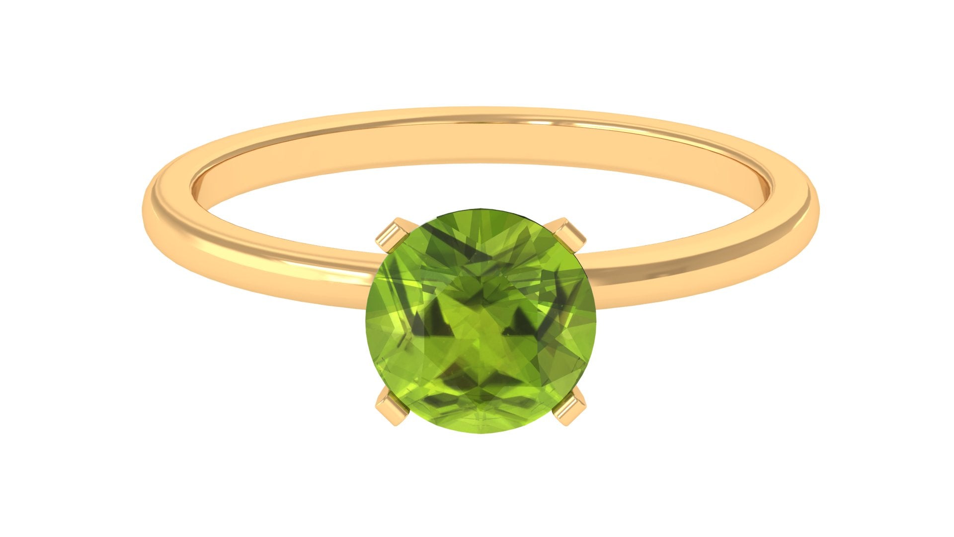 8 MM Round Peridot Solitaire Ring in Peg Head Setting Peridot - ( AAA ) - Quality - Rosec Jewels