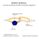 Lab Grown Blue Sapphire and Moissanite Solitaire Ring Set Lab Created Blue Sapphire - ( AAAA ) - Quality - Rosec Jewels