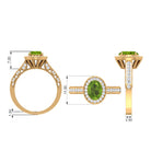 Peridot and Diamond Engagement Ring with Milgrain Details Peridot - ( AAA ) - Quality - Rosec Jewels