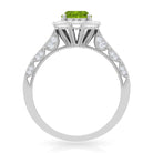 Peridot and Diamond Engagement Ring with Milgrain Details Peridot - ( AAA ) - Quality - Rosec Jewels
