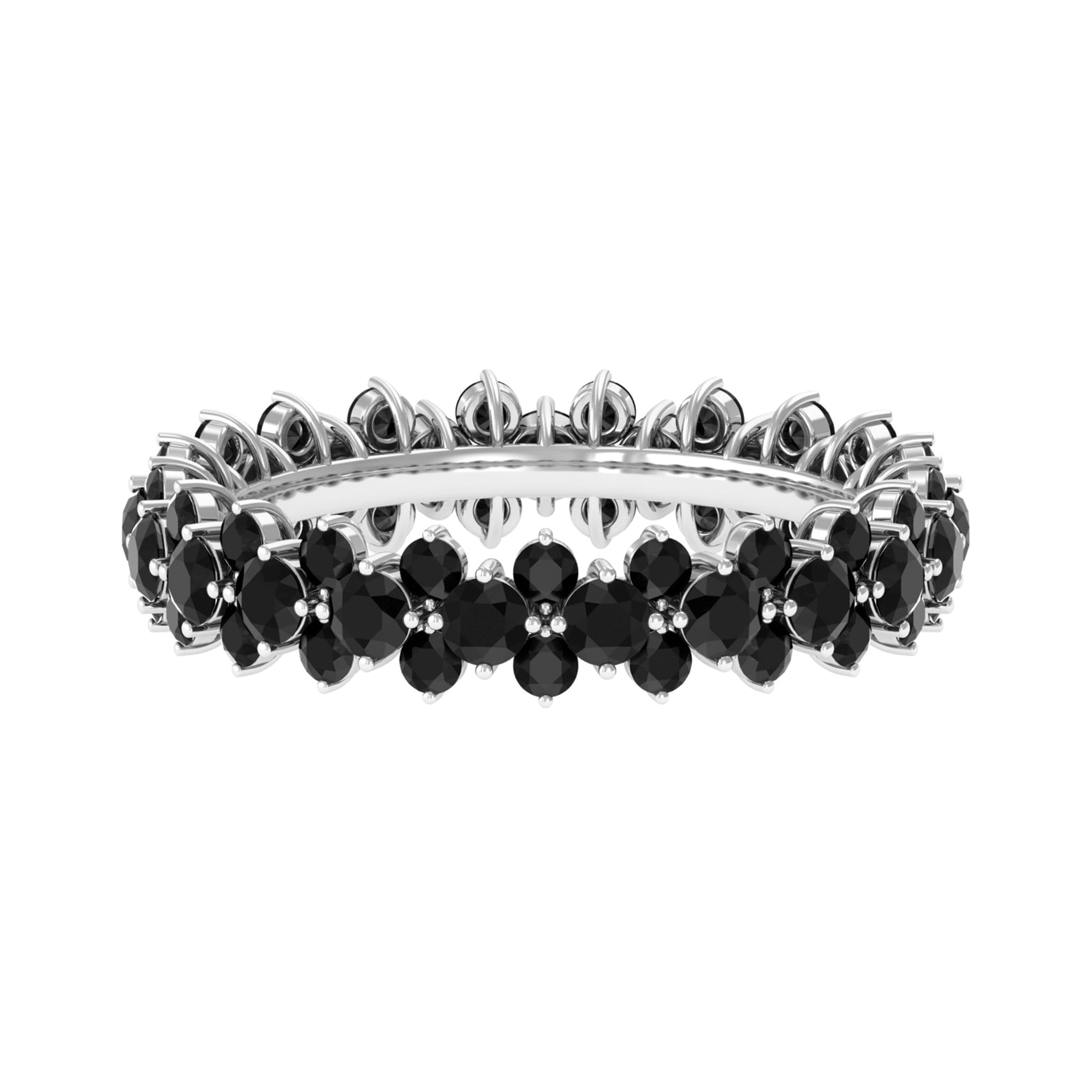 2.75 CT Prong Set Black Spinel Full Eternity Band Ring Black Spinel - ( AAA ) - Quality - Rosec Jewels