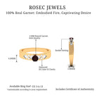 Natural Round Garnet Solitaire Band Ring Garnet - ( AAA ) - Quality - Rosec Jewels