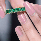 Princess Cut Lab Grown Emerald Full Eternity Band Ring Lab Created Emerald - ( AAAA ) - Quality - Rosec Jewels