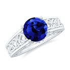 Rosec Jewels-Vintage Style Lab Grown Blue Sapphire Celtic Engagement Ring with Diamond