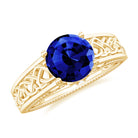 Rosec Jewels-Vintage Style Lab Grown Blue Sapphire Celtic Engagement Ring with Diamond