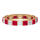 Princess Cut Lab Created Ruby And Moissanite Full Eternity Ring Lab Created Ruby - ( AAAA ) - Quality - Rosec Jewels