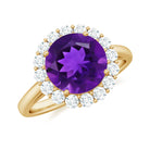 2.25 CT Amethyst Engagement Ring with Moissanite Halo Amethyst - ( AAA ) - Quality - Rosec Jewels