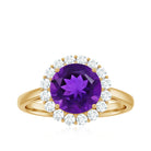 2.25 CT Amethyst Engagement Ring with Moissanite Halo Amethyst - ( AAA ) - Quality - Rosec Jewels