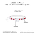 Certified Moissanite Solitaire Engagement Ring With Lab Grown Ruby Lab Created Ruby - ( AAAA ) - Quality - Rosec Jewels