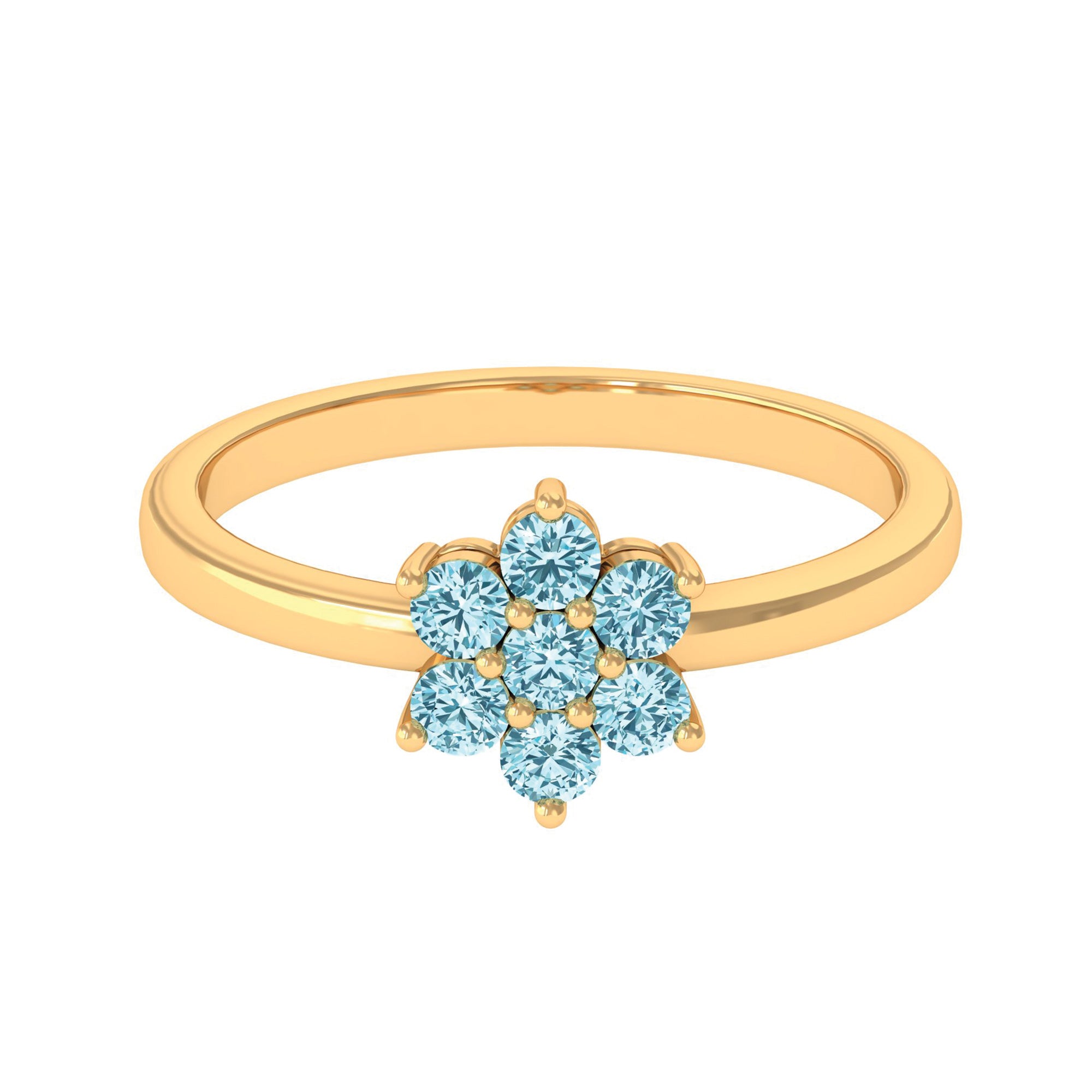 1.75 CT Aquamarine Flower Anniversary Ring in Gold Aquamarine - ( AAA ) - Quality - Rosec Jewels