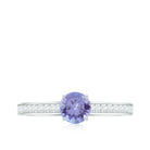 Engagement Ring with Tanzanite and Diamond Side Stones Tanzanite - ( AAA ) - Quality - Rosec Jewels